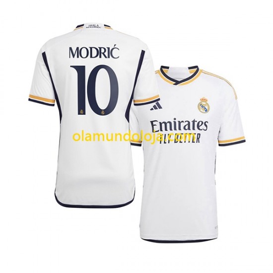 Camisola Real Madrid Modrić 10 Homem Equipamento Primeiro 2023-2024 Manga Curta